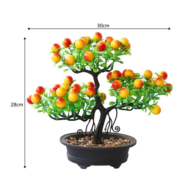 Buntes Simulations-Bonsai-Ornament Lebensechte Künstliche Glücksfrucht Kunstblume Pflanze im Topf