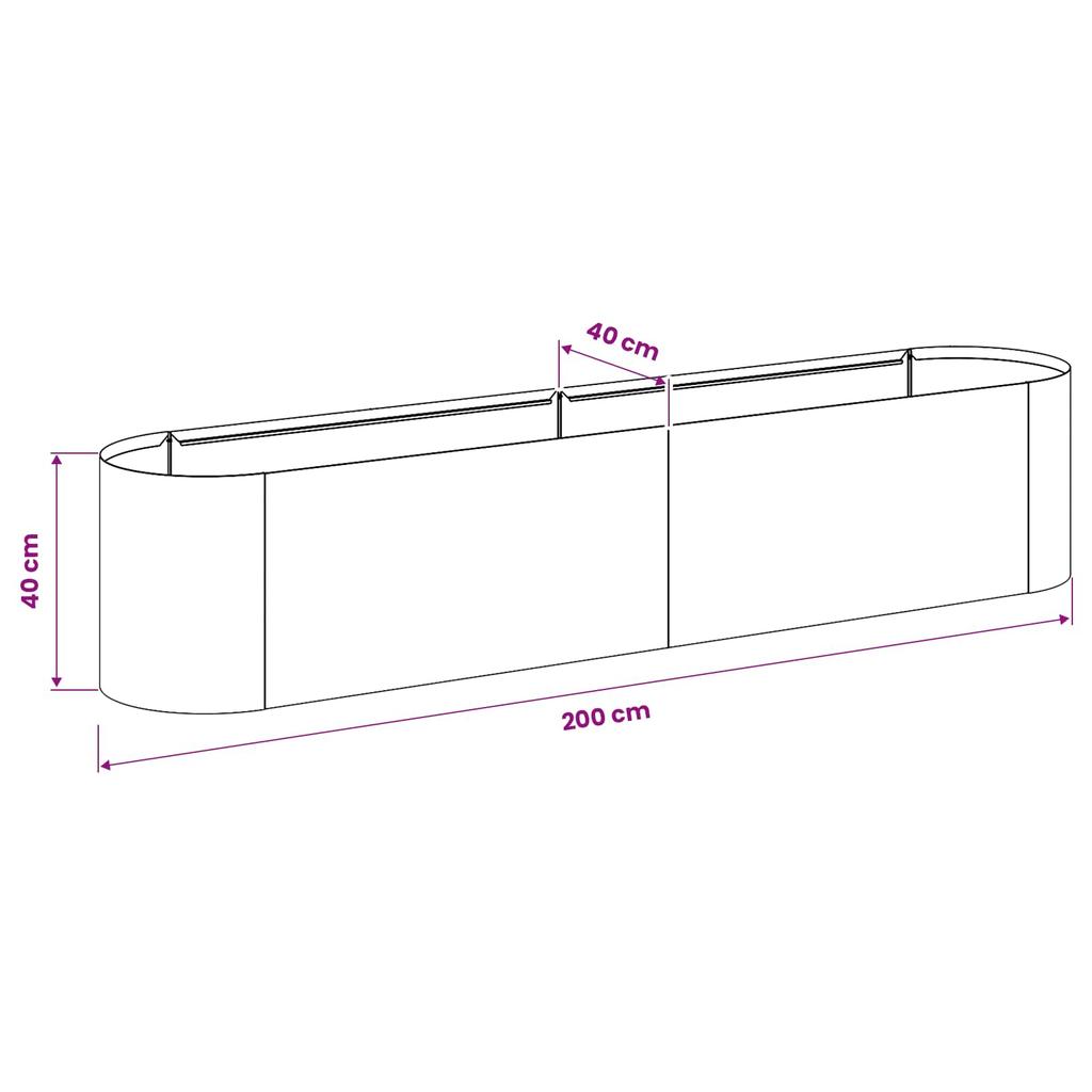 Raised Garden Bed for Outdoor Use Weatherproof Steel 200 X 40 X 40 Cm