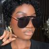Women's sunglasses, men's and women's fashion large-frame double-beam metal sunglasses