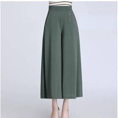 New Spring High-waist Wide-leg Pants for Middle-aged Look Loose Large-size Skirt Pants Durable