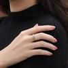 Rockyu Women's Ring, Free Size, Silver & Gold Double Ring, Pair, Detachable, Geometric Design, Stylish, Made of Sterling Silver 925, Hypoallergenic, B