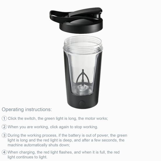 Yousheng Elektrische Shaker-Flasche, BPA-freier Mixerbecher, 450 ml, per USB wiederaufladbar, Protein-Shaker-Becher für Workouts und Outdoor-Aktivitäten