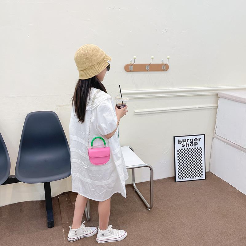 Fashionable Girls Mini Pu Handbag Chic Color Block Design Perfect For Everyday Use