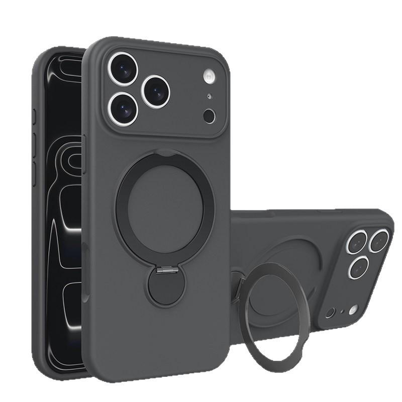 Rotating Magnetic Stand Liquid Silicone Case for iPhone 17 Pro Max, AI Integrated Button, Compatible with Apple 16, Precision