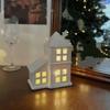 LED Porcelain Lamp Ornament Button Batteries House-shaped Night Lamp  House Decoration