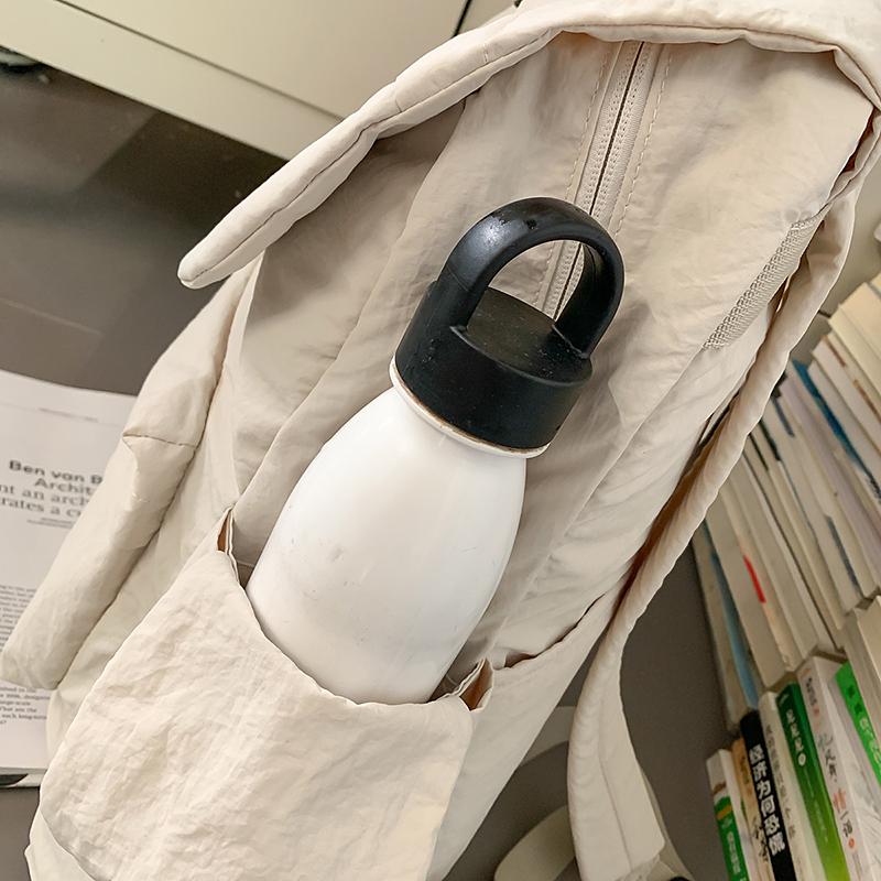 Solid Color Backpack Student Schoolbag Water-repellent Commuter Backpack