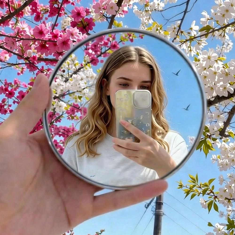 Convex Reflection Handheld Photography Mirror Round Shape Round Convex Mirror  Vlogging Accessory