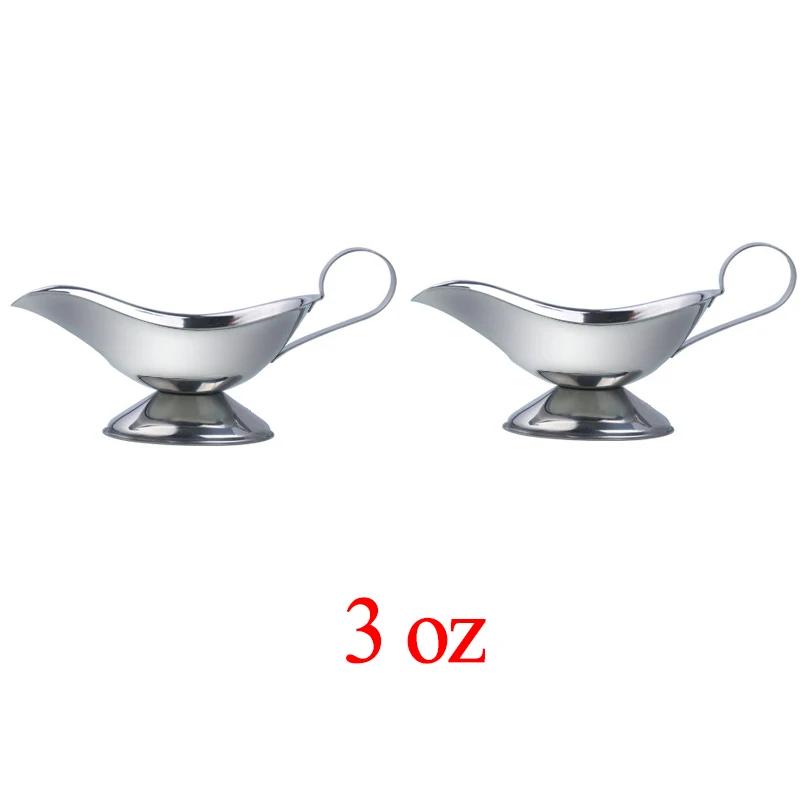 1 Pcs 3 5 8 Oz Silver Gravy Boats Beefsteak Gravy Sauce Boat Container Plate Tableware-in Gravy Boats for Home