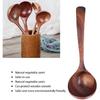 Wooden Soup Ladle, Acacia Wood Soup Spoon with Back Hooks Long Handle Porridge Spoon Kitchen Utensil for Cooking, Serving and Stirring (9.5inch)