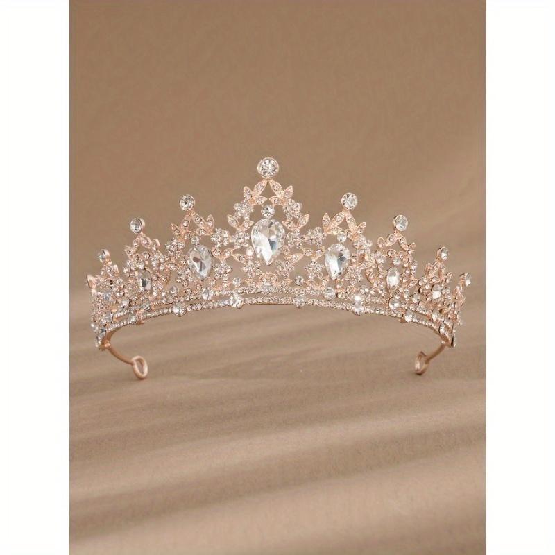 

1 шт. Классический дизайн Женская корона из сплава, С украшением из стразов CZ, Цвет розового золота, Для невесты Свадебные королевские тиары one-size розового золота