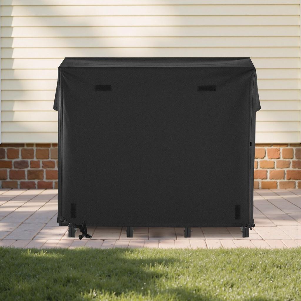 Firewood Rack with Waterproof Cover, 1.22m Outdoor Firewood Holder, 1/4 Cord Storage Metal Log Holder, 400lb Max Weight Capacity, Full Covered,