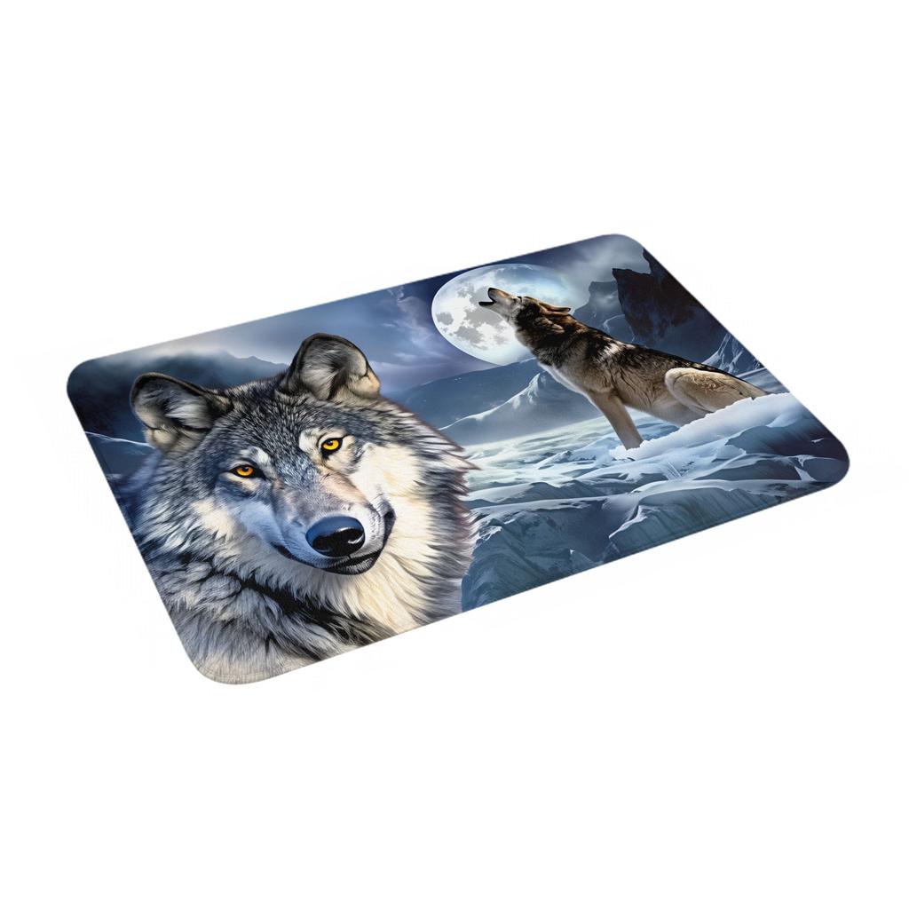 Psychedelic 3D Snow Wolf Animal Floor Door Bath Kitchen Mats Anti-Slip Indoor Wolf Lover Doormat Toilet Entrance Carpet Rug