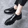 Height-increasing Leather Shoes Men's Thick-soled High-end Sense Business Dress Men's Shoes Wedding Glossy Casual Shoes Soft Leather Soft-soled Tren
