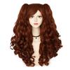Parrucca Cosplay sintetica lunga colorata riccia per ragazze Lolita Cosplay con doppia coda di cavallo e 1 cuffia per parrucca