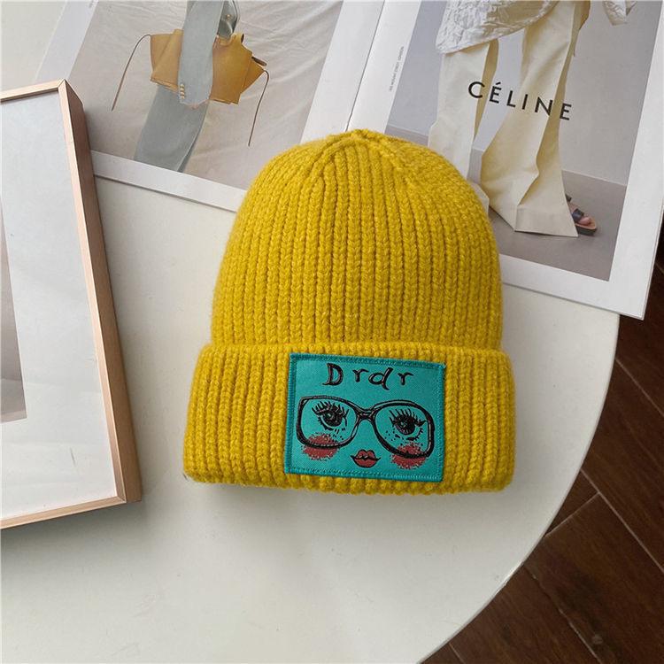 

Hat Versatile Style Cute Cartoon Glasses Womens Warm Knitted Hatscaps Color