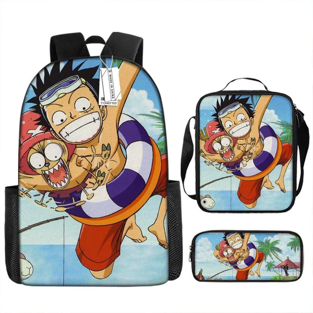 ONE PIECE Student School Bag Luffy Cartoon School Bag Boys Pencil Bag Voyage King Explosion