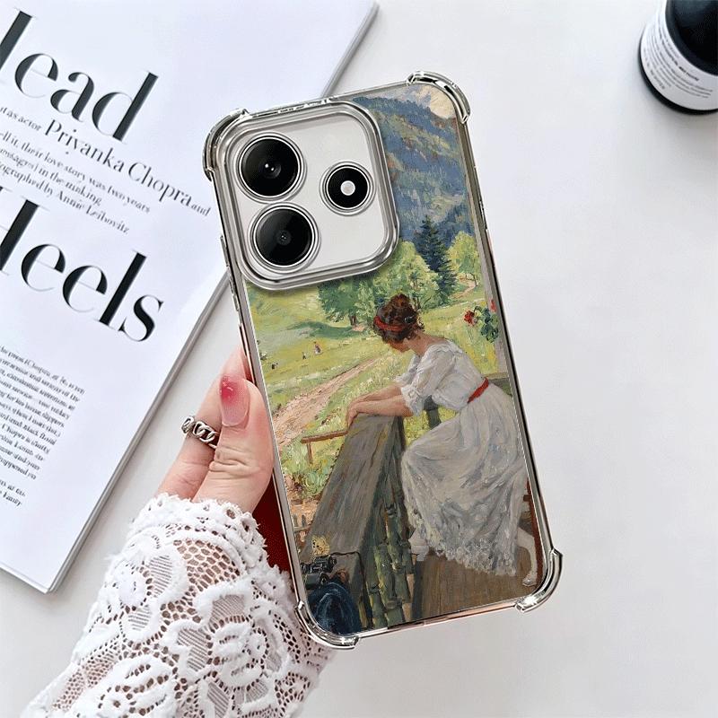 Claude Monet Oil Painting Plating Phone Case For Xiaomi Redmi Note 14 15 Pro Plus 13 12 11 11S 11T 10 9S 9 5G Anti-Fall Airabag