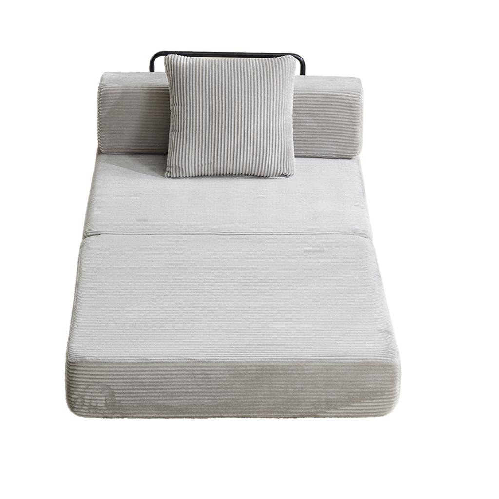 Floor Couch,Compression Sofa,Convertible Sofa Bed-with Pillow Back Support Armrest,Corduroy Fabric,for Living Room Bedroom,Light Grey