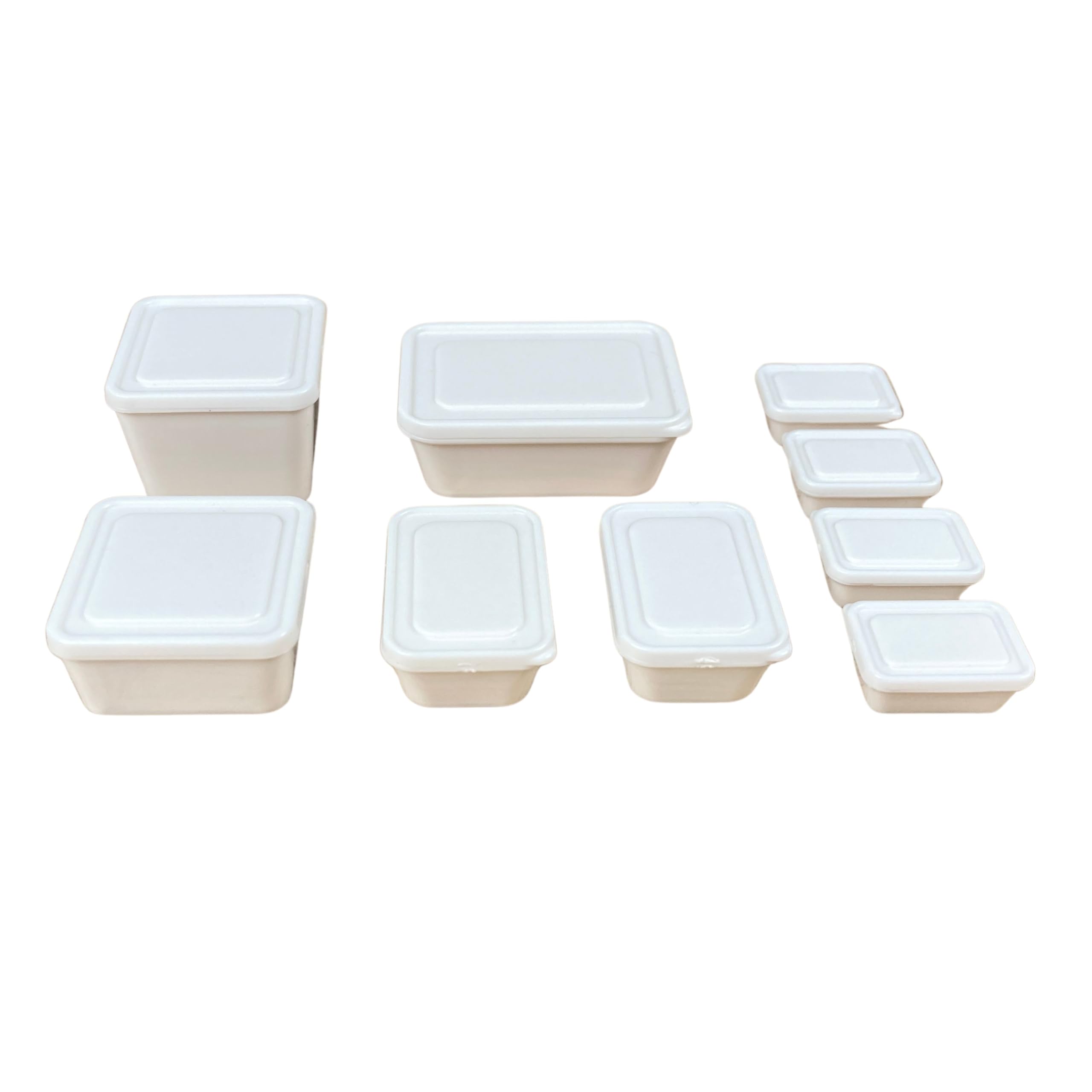 

Набор миниатюрных контейнеров для хранения Tupperware для кукольного домика LifeStyleLittles в масштабе 1:16. (9 штук)