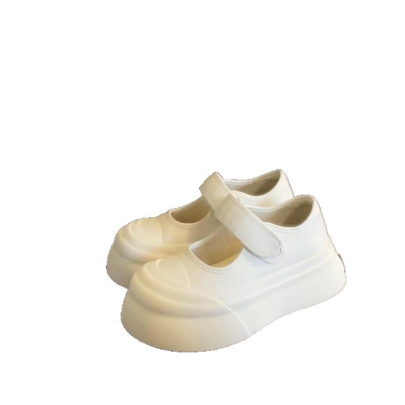 Puff Soft Bread~ Big Head Casual Mary Jane Shoes Women's Velcro Ugly Cute Platform White Shoes Versatile Single Shoes