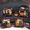 Halloween Decorative Pillowcase, Witch Pumpkin Cat Castle Pattern, Suitable for Home Room Living Room Sofa Cushion Cover