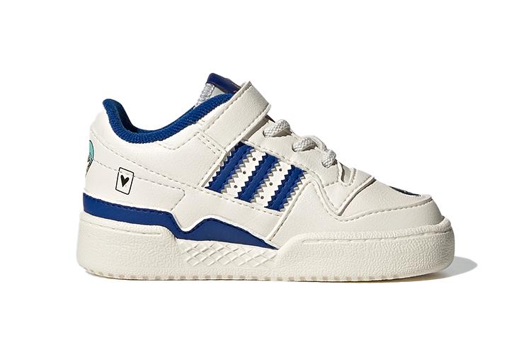 adidas Originals FORUM Low El I Leather Low Top Toddler Shoes White Blue Infant And Toddler FY2546