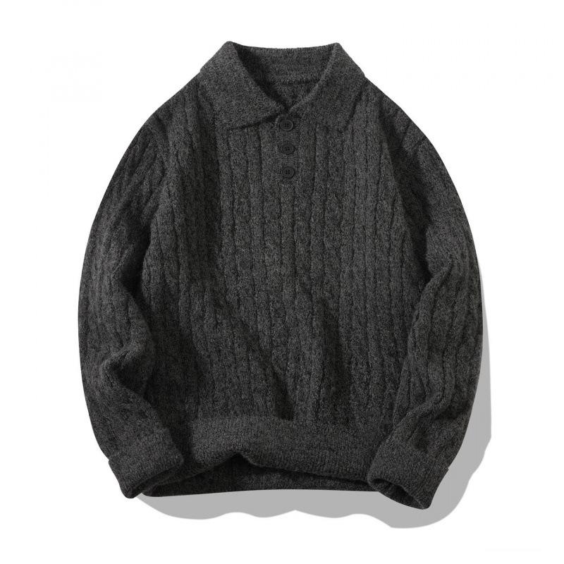 Mr. NR Men's Light Luxury Casual Polo Shirt - Solid Color, Fine Stripe, Brushed Knit Sweater