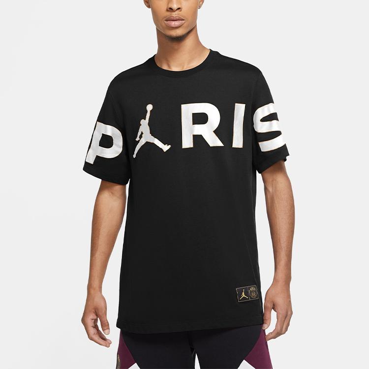 Jordan Pánské ležérní sportovní tričko s velkým potiskem loga Paris Saint-Germain Černé CK9786-010