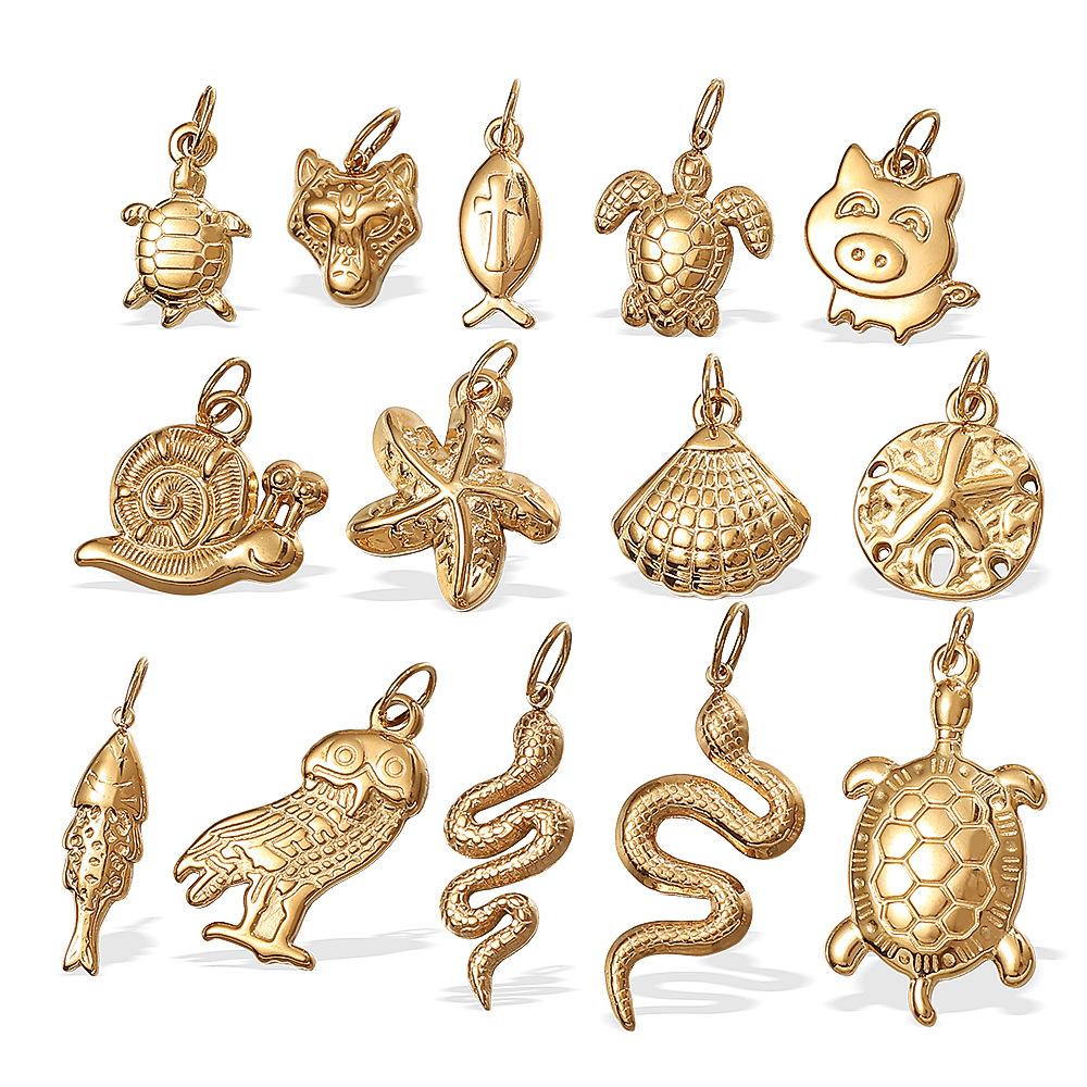 Stainless Steel Turtle Starfish Marine Life Pendant Plated Jewelry Accessories Diy Pendant Necklace