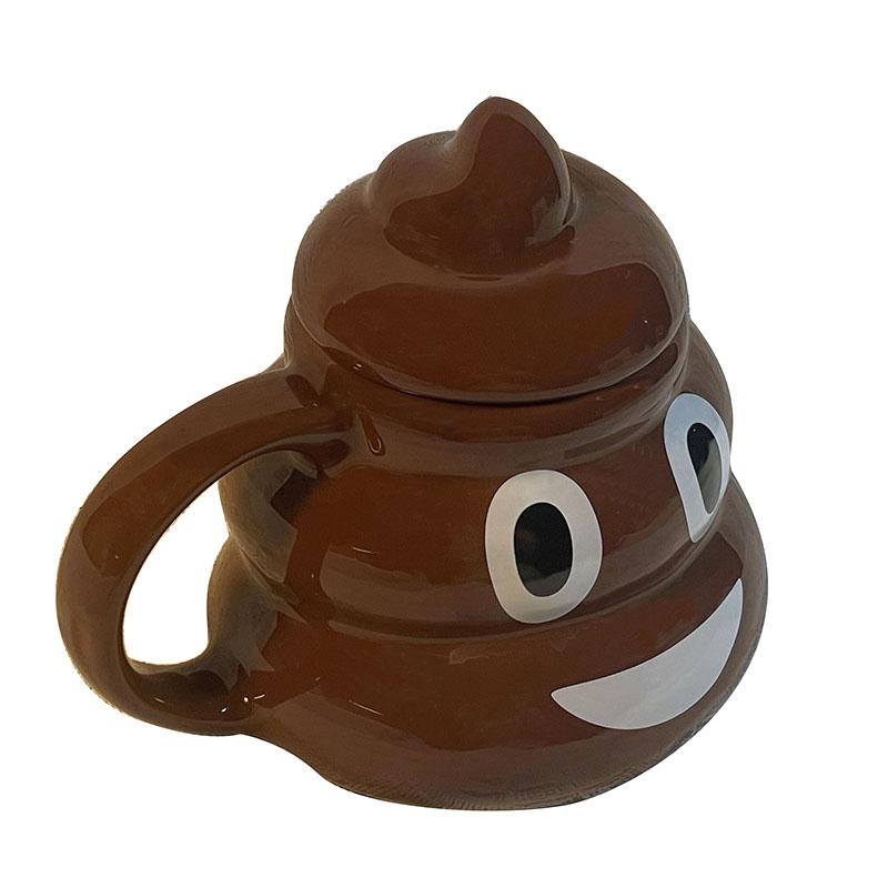 500ml Lustige Kacktasse Neuheit Keramiktasse mit Deckel Braune Kackförmige Kaffeetasse Urkomisches Trinkgeschirr Tasse Ideale Geschenke für Freunde