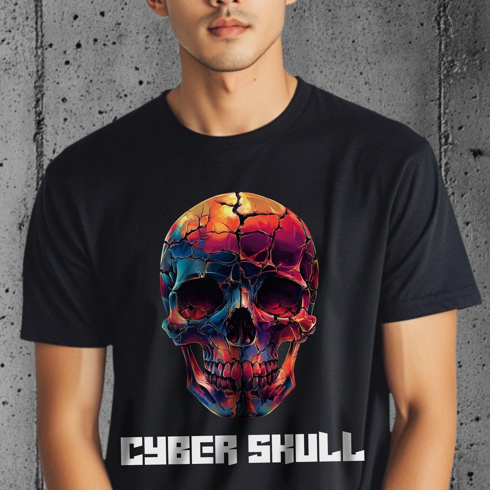Cyber Skull T-Shirt: Retro 80s 90s Graphic Tee 4XL