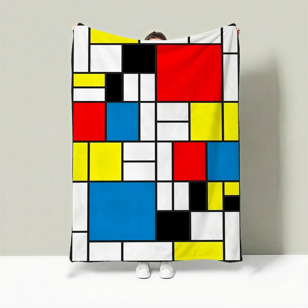 

Artist P-Piet Mondrian Throw Lightweight 240g Flannel Blanket Soft Skin-friendly for Summer Cooling 75cmx90cm