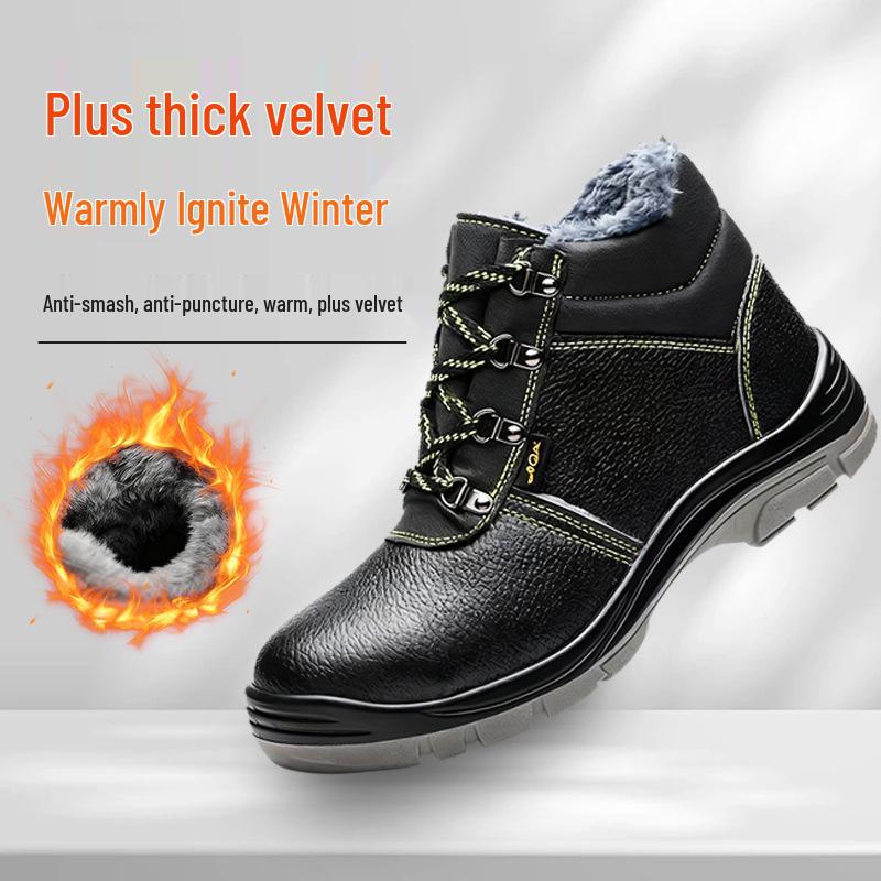 

Мужские толстые высокие рабочие ботинки с защитой от ударов и проколов - Модная, дышащая, удобная и мягкая повседневная строительная обувь. Black Model 38