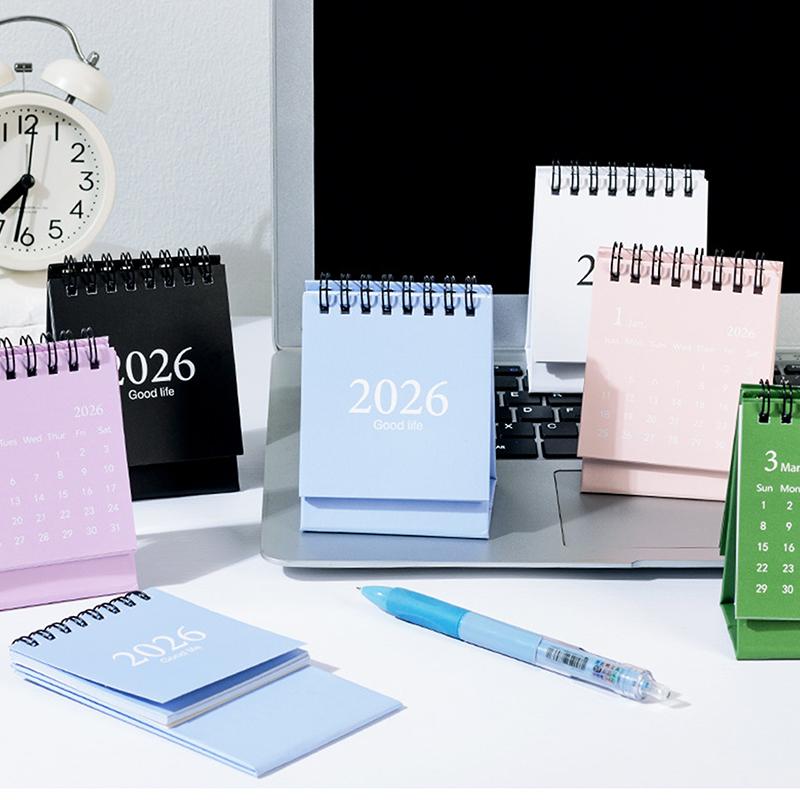 2026 Simple Calendar Small Desk Calendar Creative Coil Calendar Planner Desktop Decoration Office Stationery