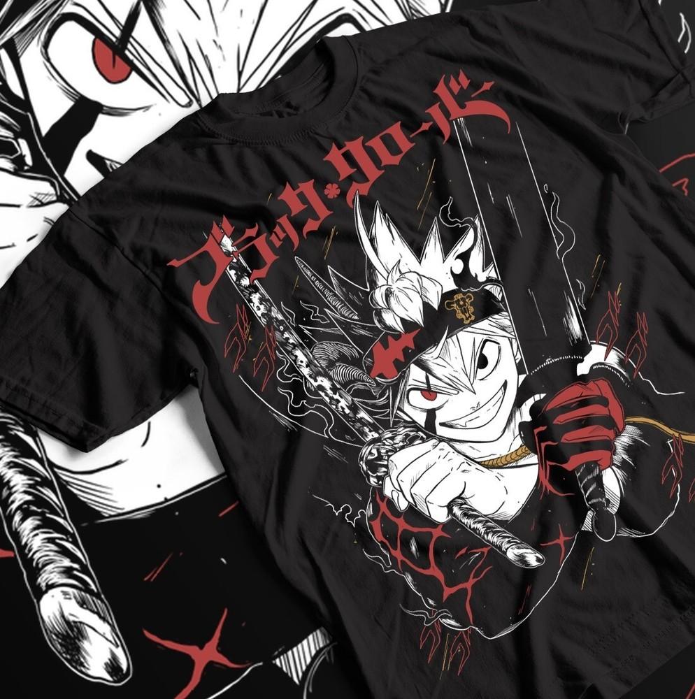 Black Clover T-Shirt, Asta Yuno Anime Manga Girl Gifts, Black Shirt All Size