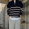 Men’s Trendy Loose Knit Striped Sweater - Japanese & Korean Style, Autumn/Winter Pullover