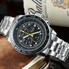 SEIKO Herren Quarz Chronograph Uhr Edelstahl / Lederarmband Tachymeterlünette Leuchtzeiger Datum Sport Business Herren Armbanduhr