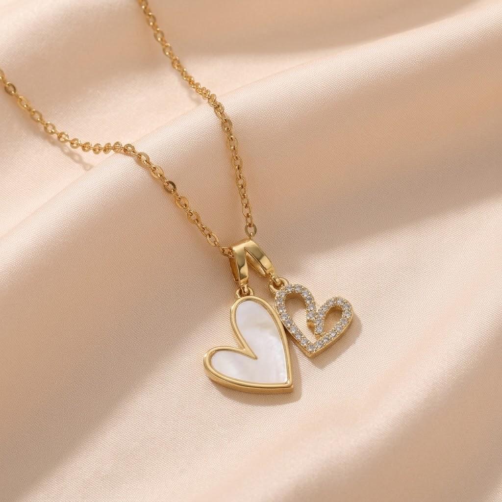 Women's Japanese Korean Style Zircon Heart-shaped Necklace