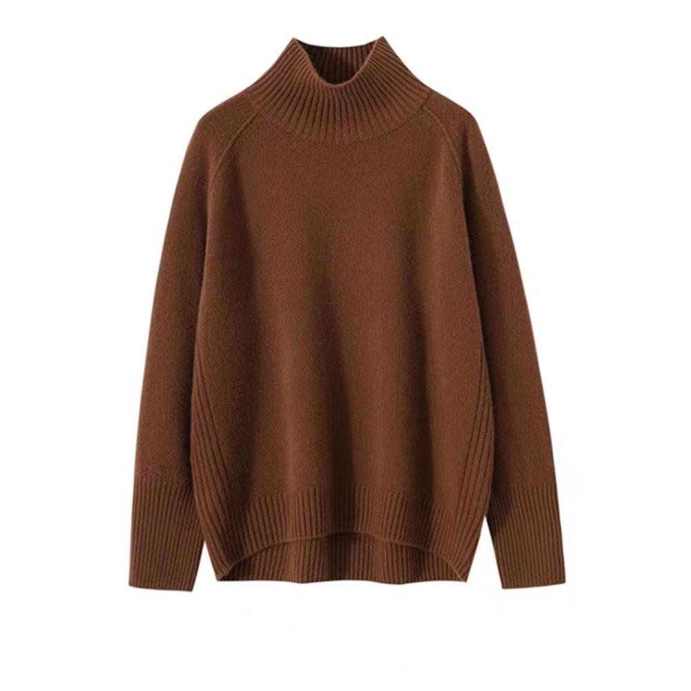 Necked Cashmere Sweater Women Autumn Winter Slit Lazy Sweater Soft