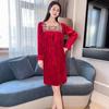 Nuisette de luxe en velours rouge pour femme - Vêtement d'intérieur élégant d'automne/hiver