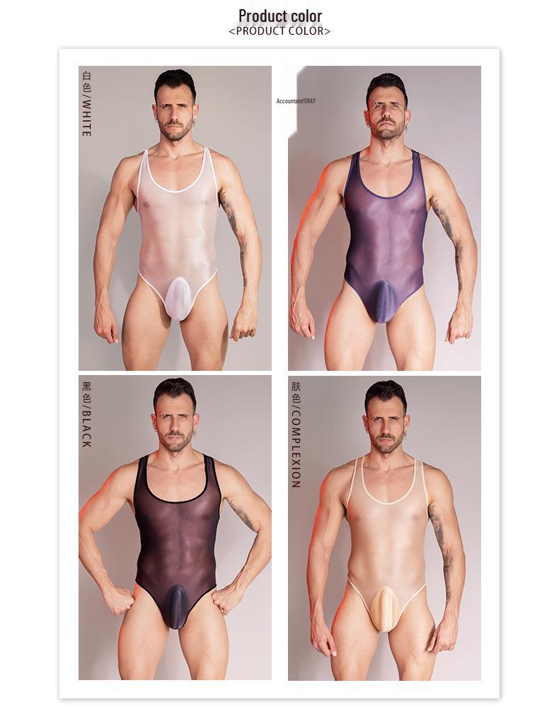 Men's Silky Smooth Lightweight Shapewear Bodysuit – Comfortable, Breathable, High Elasticity Lingerie.