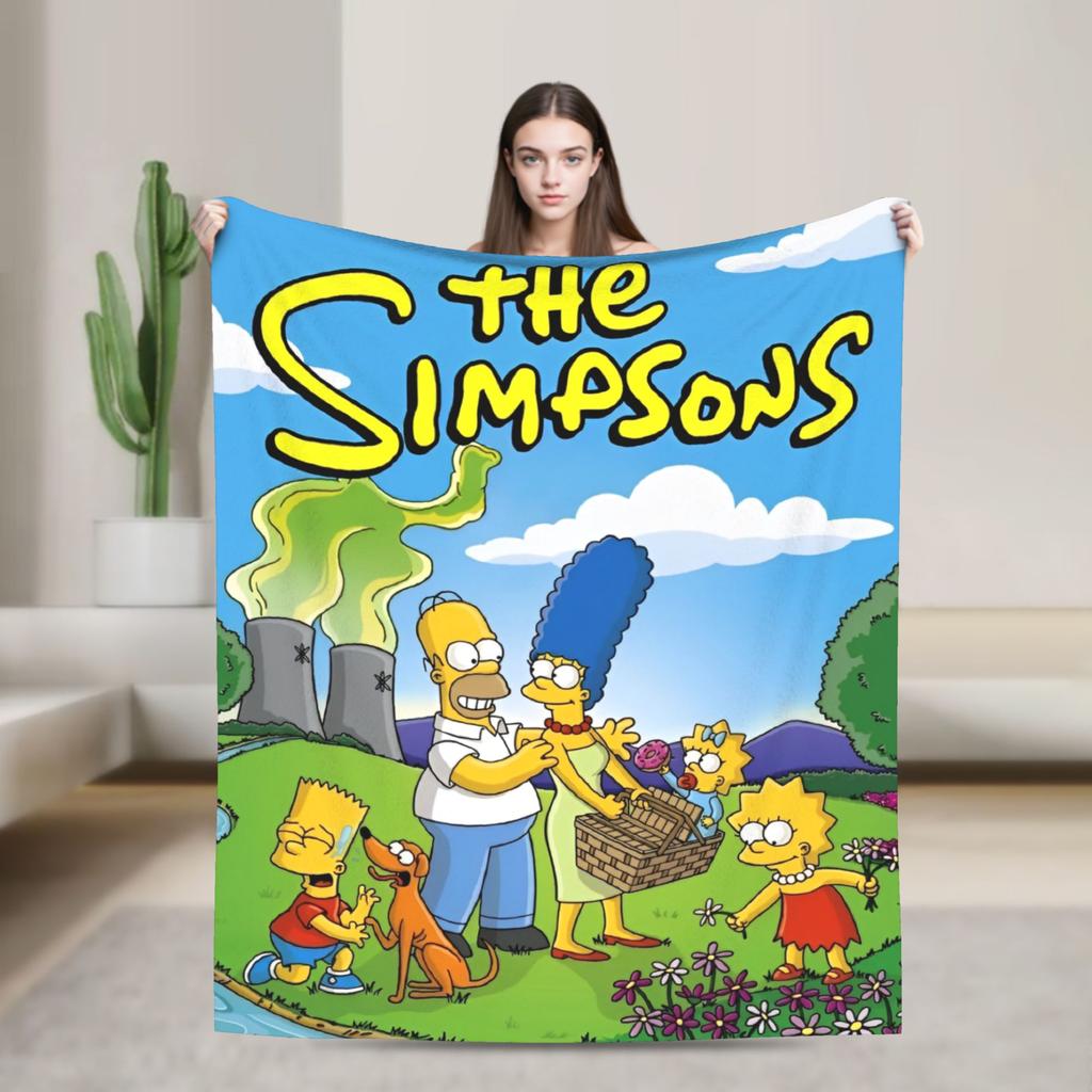 Super Warm Blanket Decorative The Simpsons Cartoon Throw Blanket Flannel Bedspread For Couch Chair Fluffy Sofa Bed Cover
