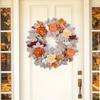 Autumn Door Wreath Christmas Halloween Decoration Pumpkin Berry Pine Cone Maple Artificial Wreath Cloth Rattan Material Home