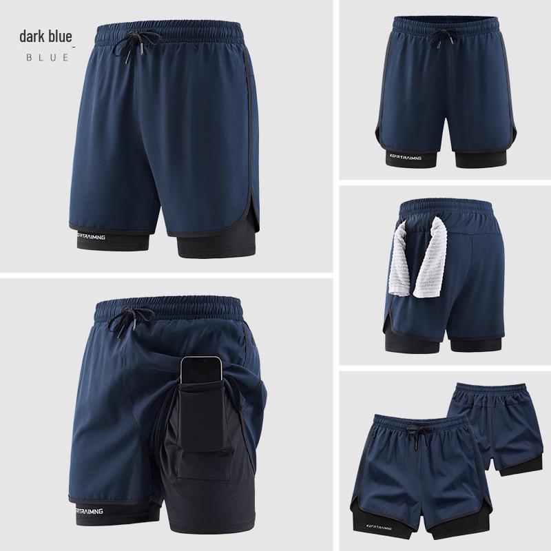 Men's Quick-Dry Double-Layer Running Shorts, Euro Size, Casual Summer Style