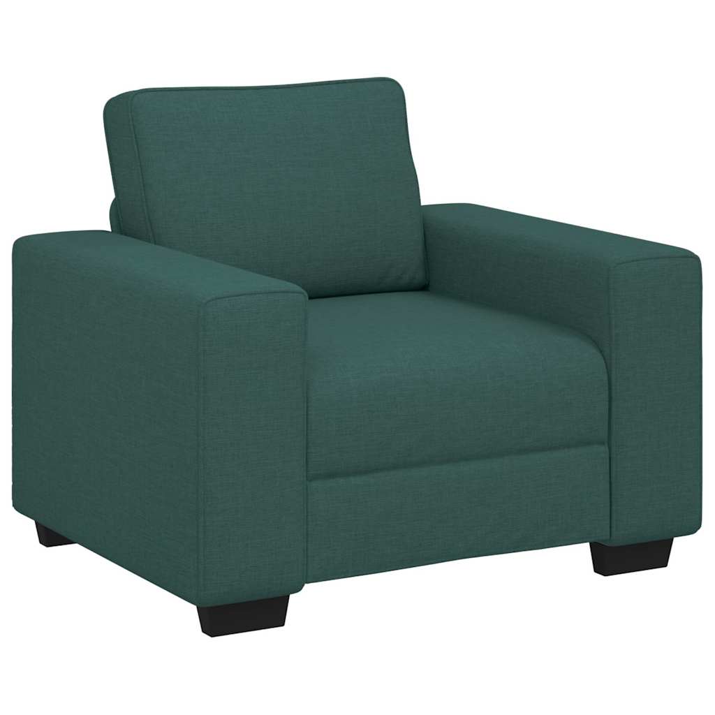 3 Piece Sofa Set with Cushions Dark Green Fabric