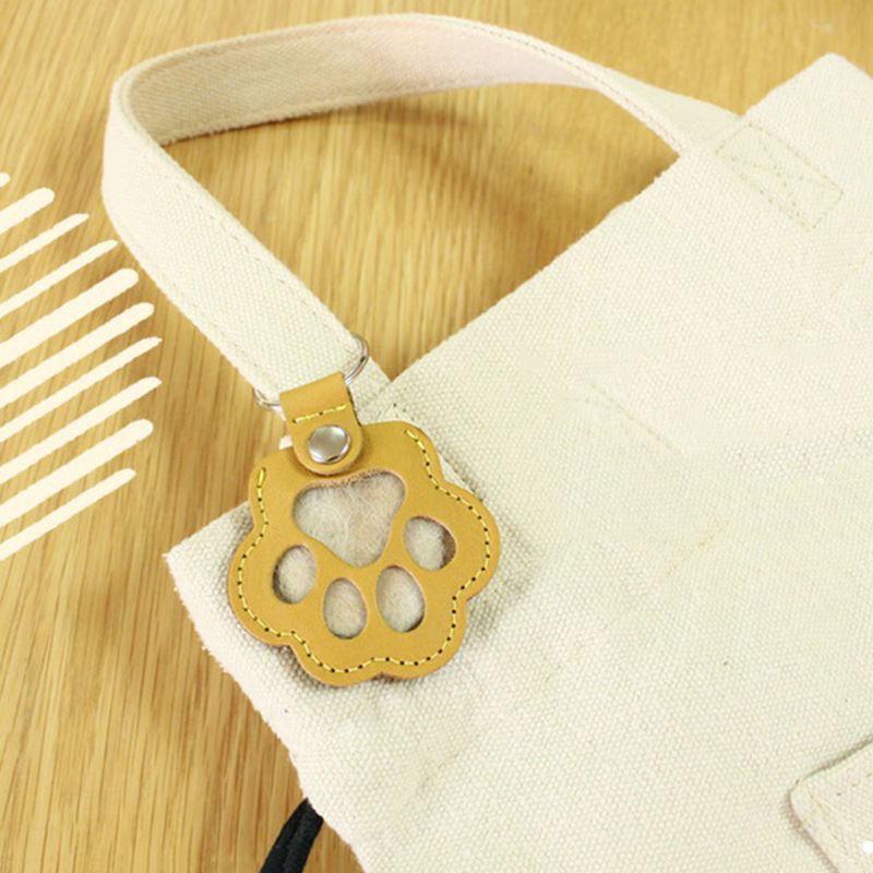 Elegant Leather Pet Hair Keepsake Keychain Pendant for Cats & Dogs