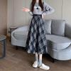 Maillard Retro Plaid Wool A-Line Skirt - Women's Mid-Length for Autumn/Winter