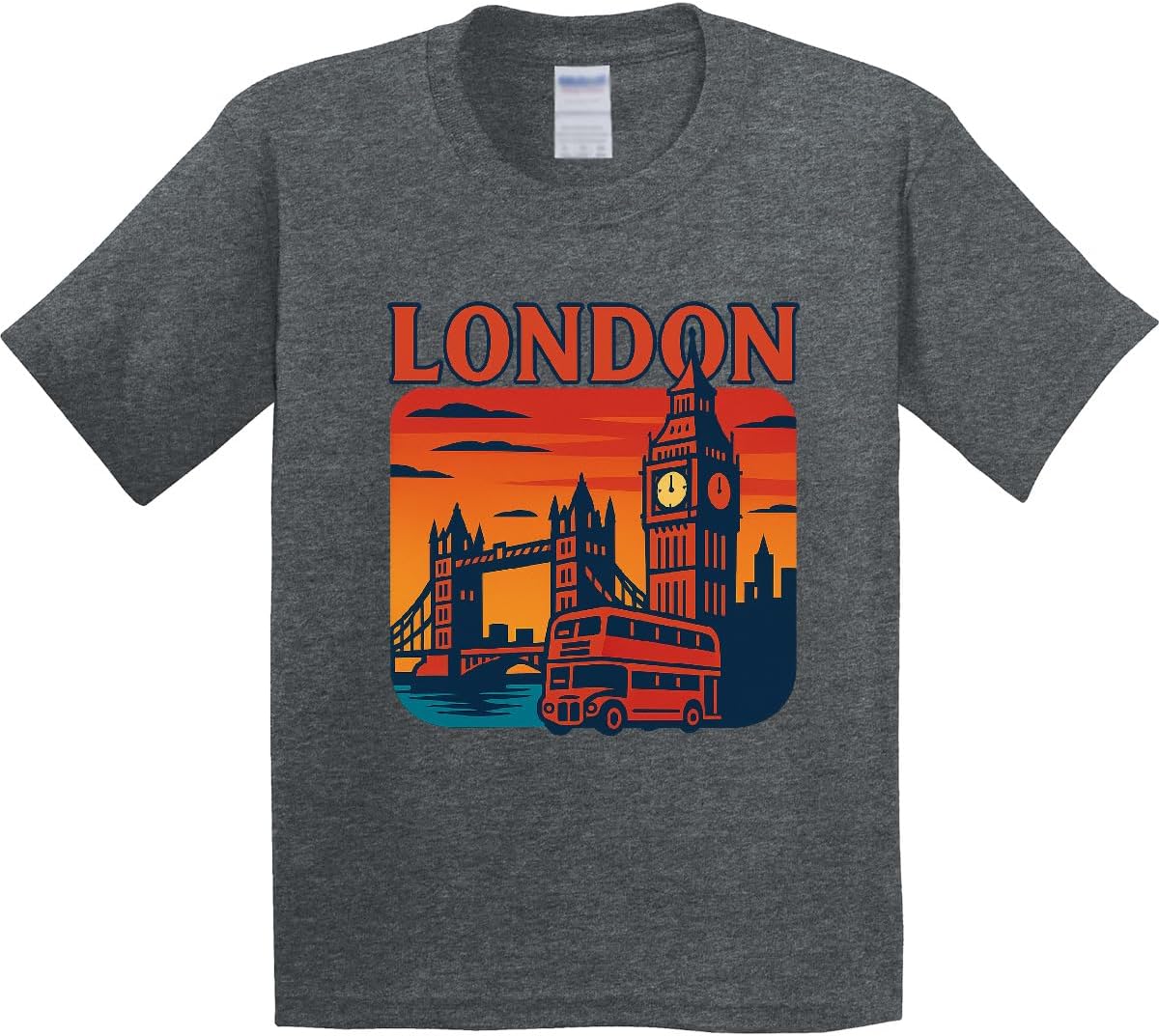 inktastic London Skyline Big Ben Tower Bridge Sunset Youth T-Shirt XXXL