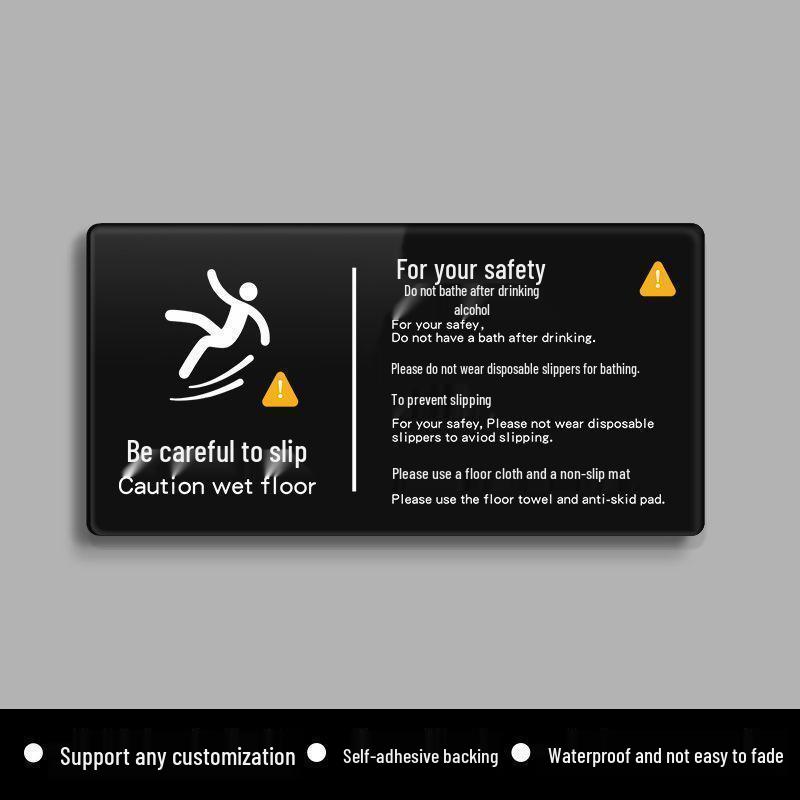 B&B Bathroom Wet Floor Warning: Use Anti-Slip Bath Mat