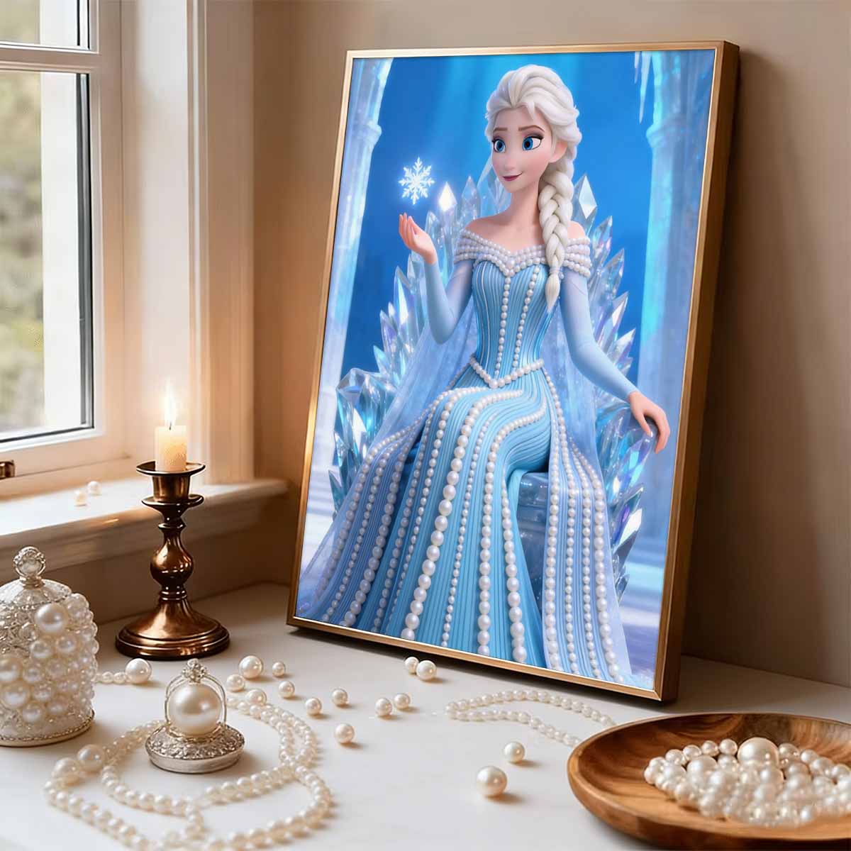 Disney Pearl Painting Frozen Ice Throne Creative Art 5D Pearl Embroidery Cross Stitch Kit Handmade Diy Home And Room Decor Gift